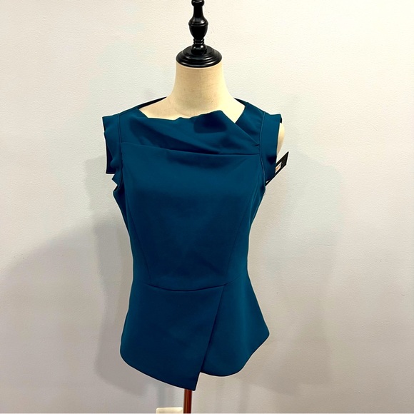 Donna Karan Tops - Donna Karen Ney York Teal Blue Sleeveless Statement Blouse Size Small - Reemoly
